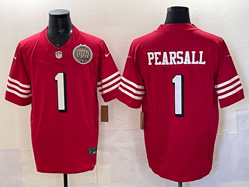 Men 2025 San Francisco 49ers #1 Pearsall red 3th generation Nike Limited NFL Jersey style  0010